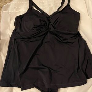 Lands' End Criss Cross Swim Dress One Piece Swimsuit Womens 20W Black